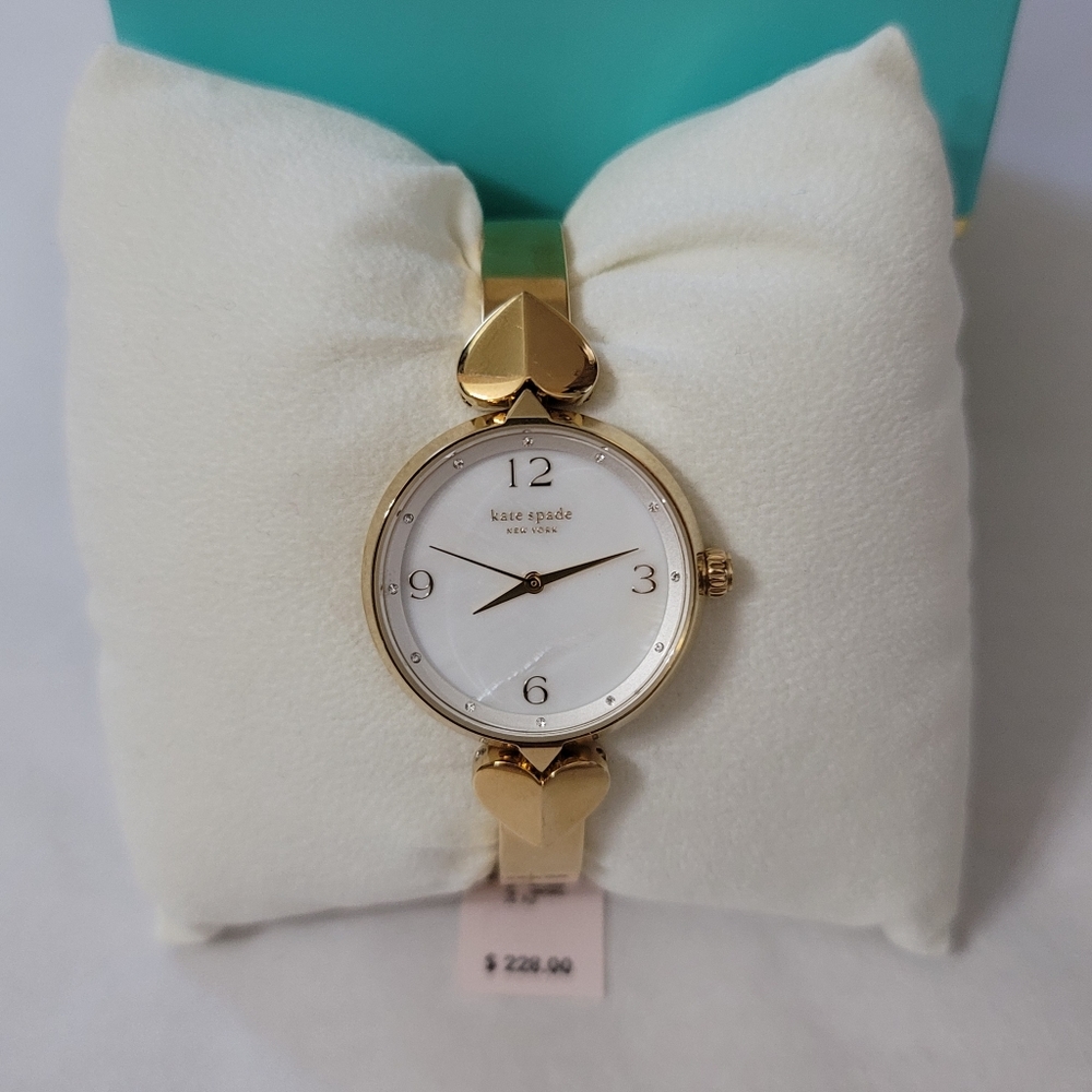 kate spade new york Hollis gold-tone stainless steel bangle watch